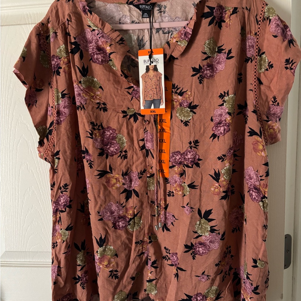 Buffalo David Bitton Women's Floral Blouse - Mauve and Purple
